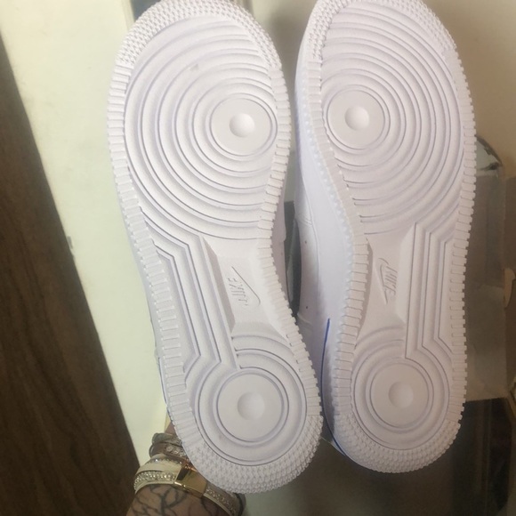 Nike Air Force one white /multi colored medium blue sneakers size 6y​ - Picture 6 of 11